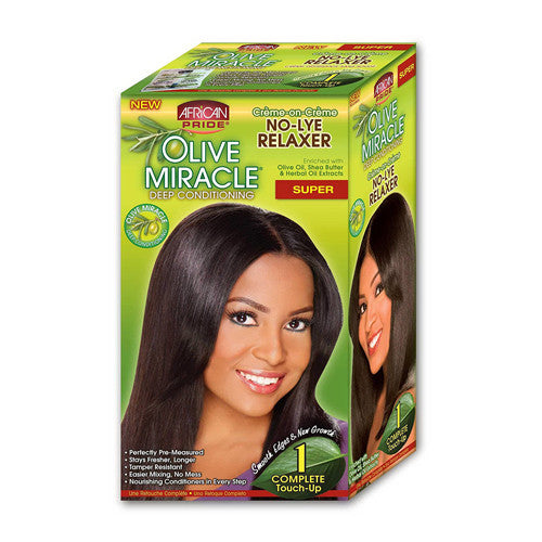 African Pride Olive Miracle Deep Conditioning No Lye Hair Relaxer, Super Kit, 1 Ea